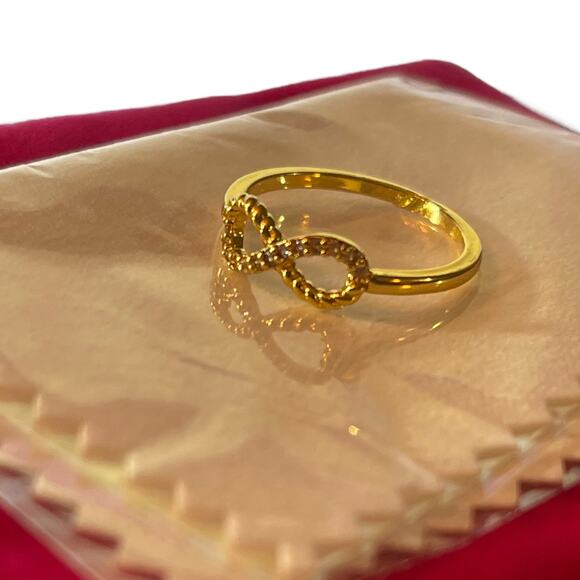 Infinity Diamond CZ Petite Gold Ring Size 6 - Picture 5 of 5